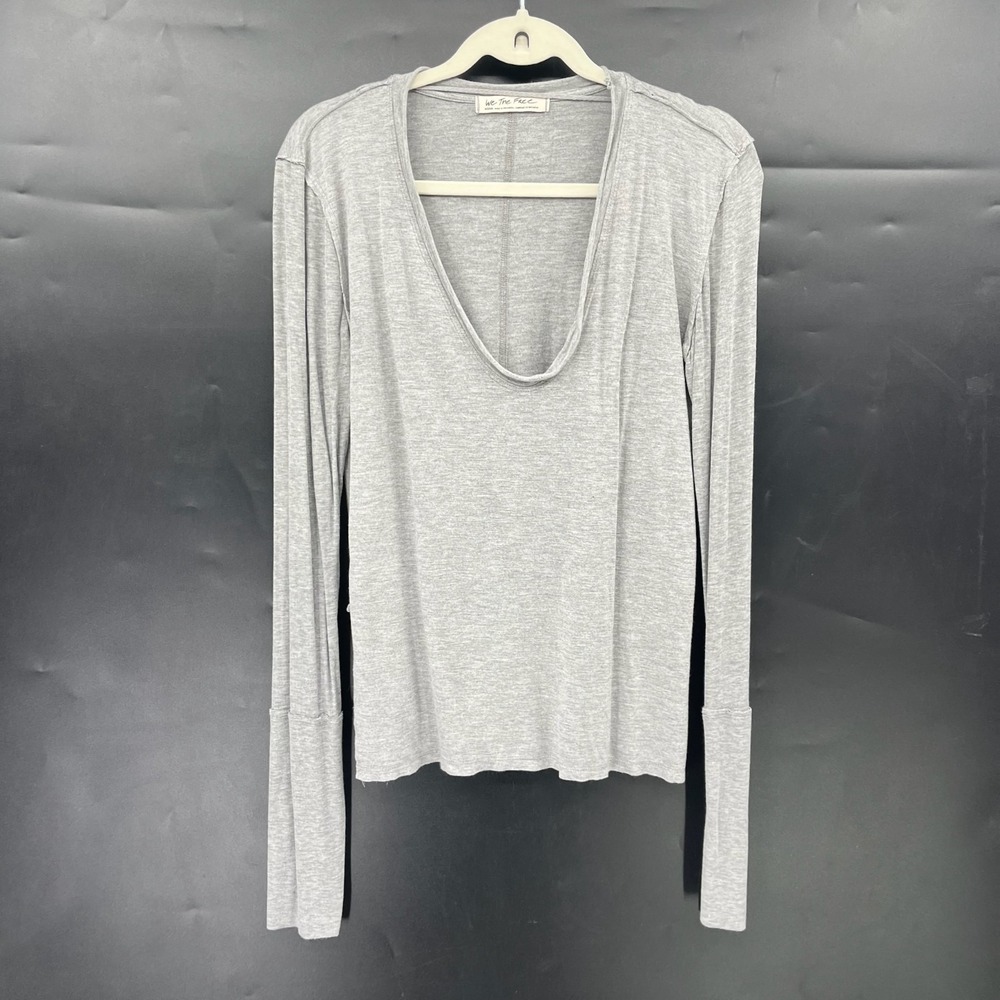 We the free people scoop neck long sleeve cozy boho top gray tunic loungewear M
